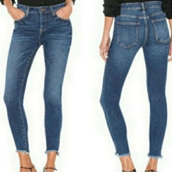 Revolve Pistola Size 28 Audrey Mid Rise Cropped Whiskered Frayed Skinny Jeans - Picture 1 of 12